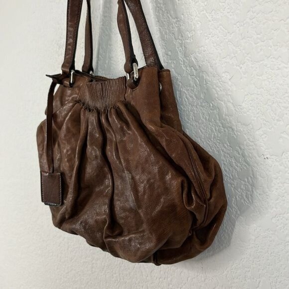 JIL SANDER Vintage Black Leather Pleated Shoulder Bag - Picture 5 of 13